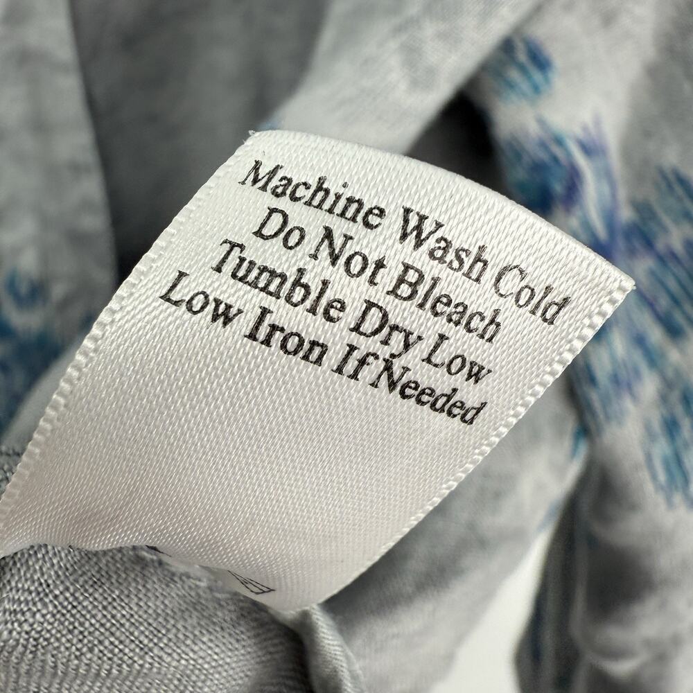 Coldwater Creek 20W Linen Shacket Blue Gray Watercolor Snap Shirt Jacket Boho - Picture 11 of 13